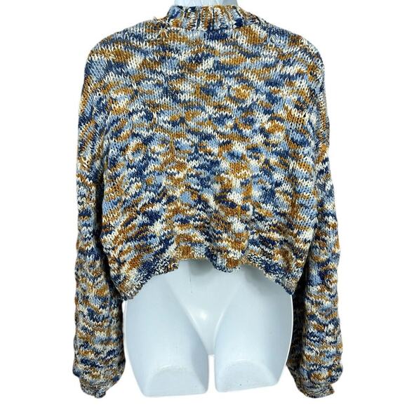 Shein Crop Cardigan Open Sweater Sz Small Chunky Oversized Space Dye Blue - Picture 6 of 7